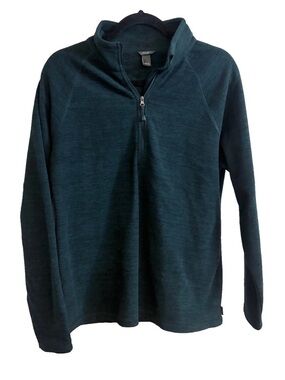 Eddie Bauer Teal V-Neck Half-Zip Sweater